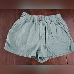 Linen shorts green size small women's super cute by forever21